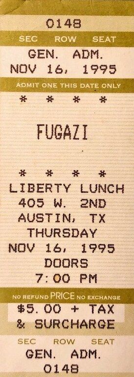 Fugazi, Blonde Redhead, Branch Manager at Liberty Lunch — November 16, 1995 concert flyer