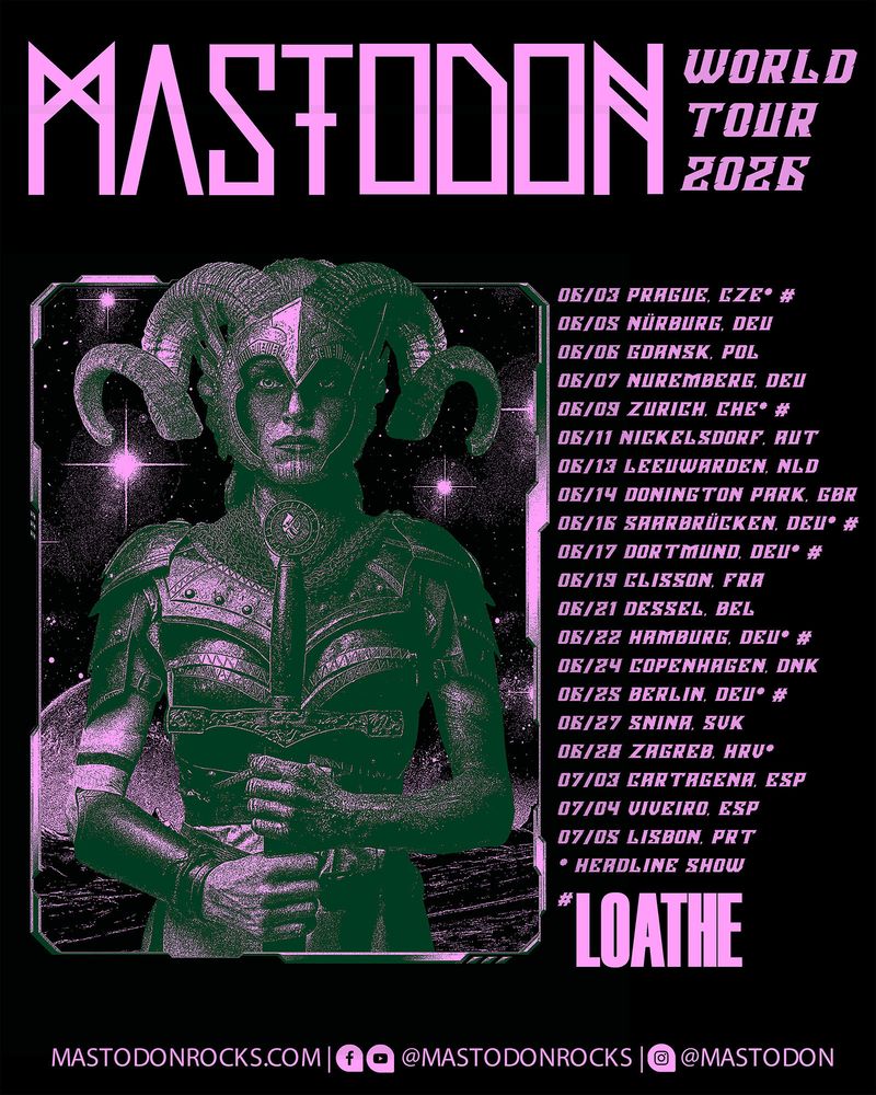 Mastodon at MEO Arena in Lisbon, Portugal — July 5, 2026 concert flyer