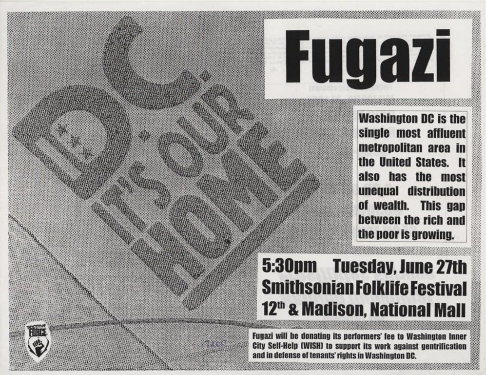 Fugazi at National Mall in Washington, DC — June 27, 2000 concert flyer