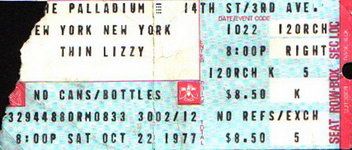 Thin Lizzy, Graham Parker at Palladium — October 22, 1977 concert flyer
