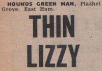 Thin Lizzy at Green Man in London, England — July 8, 1971 concert flyer Thin Lizzy at Green Man in London, England — July 8, 1971 concert flyer