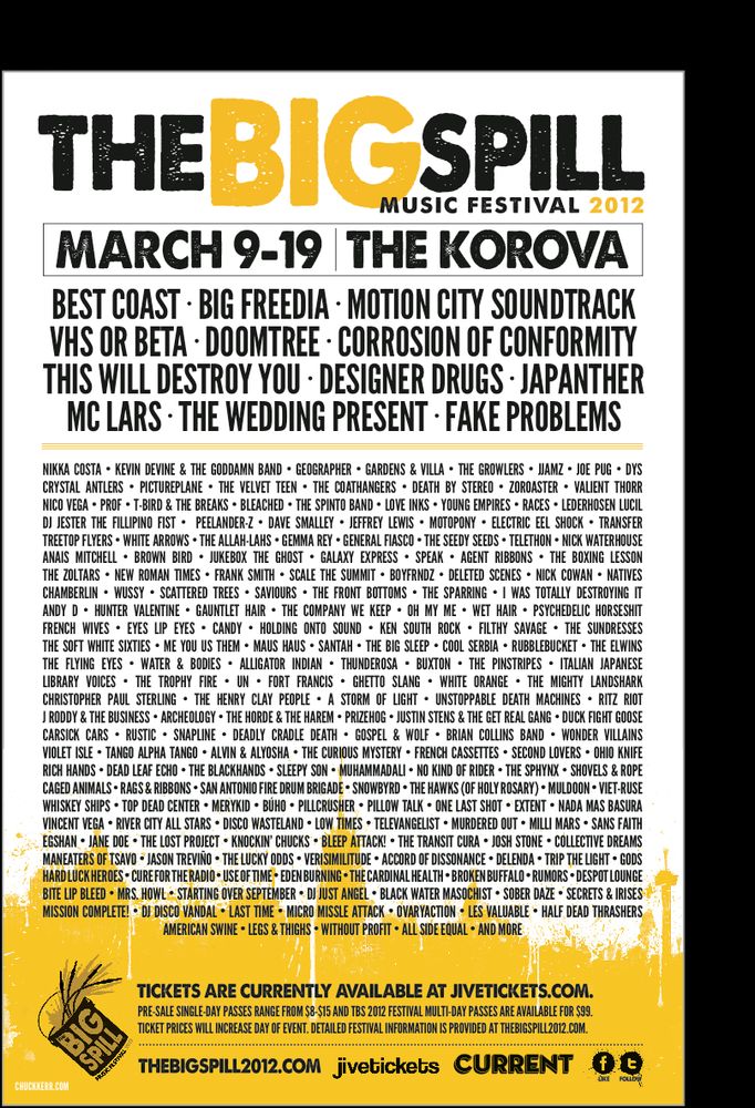 D.Y.S., Dave Smalley (Punk singer known for DYS, Dag Nasty, ALL and Down by Law.), Fake Problems, and others at Korova — March 17, 2012 concert flyer