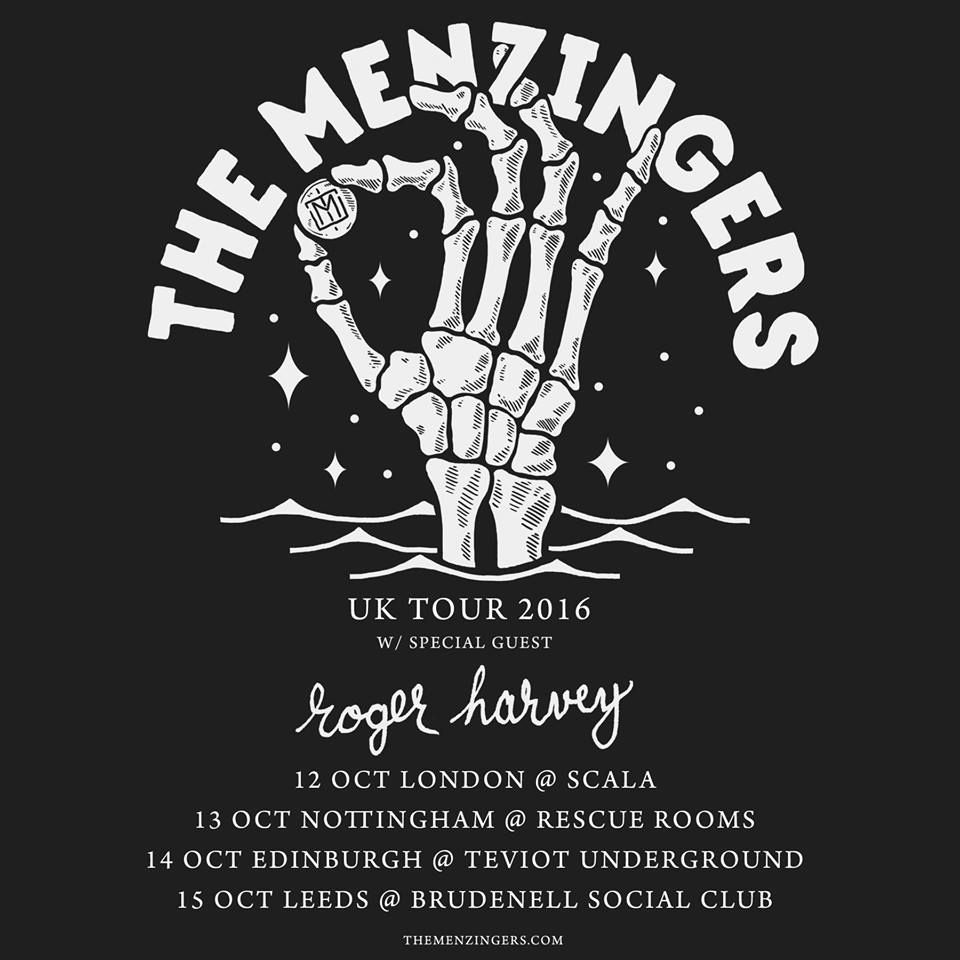 The Menzingers, Roger Harvey, Hot Mass at Scala in London, England — October 12, 2016 concert flyer