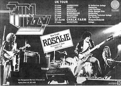 Thin Lizzy at Barbarella's — June 17, 1975 concert flyer