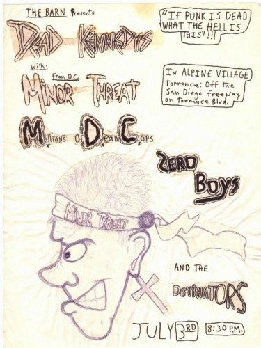 Minor Threat, Dead Kennedys, MDC, and others at Barn at Alpine Village in Torrance, CA — July 3, 1982 concert flyer