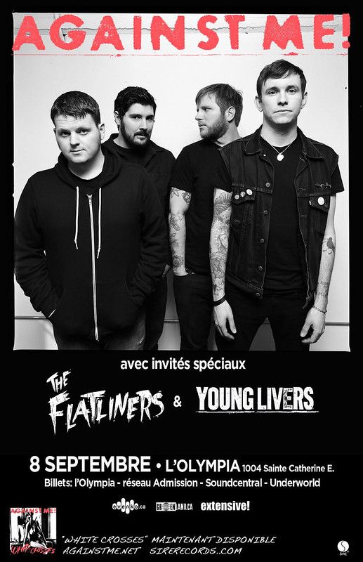 Against Me!, The Flatliners, Young Livers at L'Olympia — September 8, 2010 concert flyer