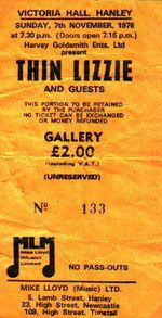 Thin Lizzy, Clover at Victoria Hall in Stoke On Trent, England — November 7, 1976 concert flyer