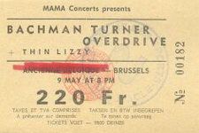 Thin Lizzy, Bachman-Turner Overdrive at Forest National in Vorst, Belgium — May 9, 1975 concert flyer Thin Lizzy, Bachman-Turner Overdrive at Forest National in Vorst, Belgium — May 9, 1975 concert flyer