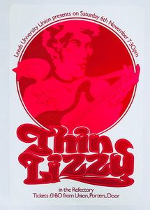 Thin Lizzy, Clover at Leeds University in Leeds, England — November 6, 1976 concert flyer