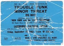 Trouble Funk, Minor Threat, Big Boys, and others at Lansburgh Cultural Center — September 23, 1983 concert flyer