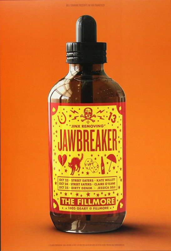 Jawbreaker, Street Eaters, Clare O'Kane at Fillmore in San Francisco, CA — October 24, 2018 concert flyer