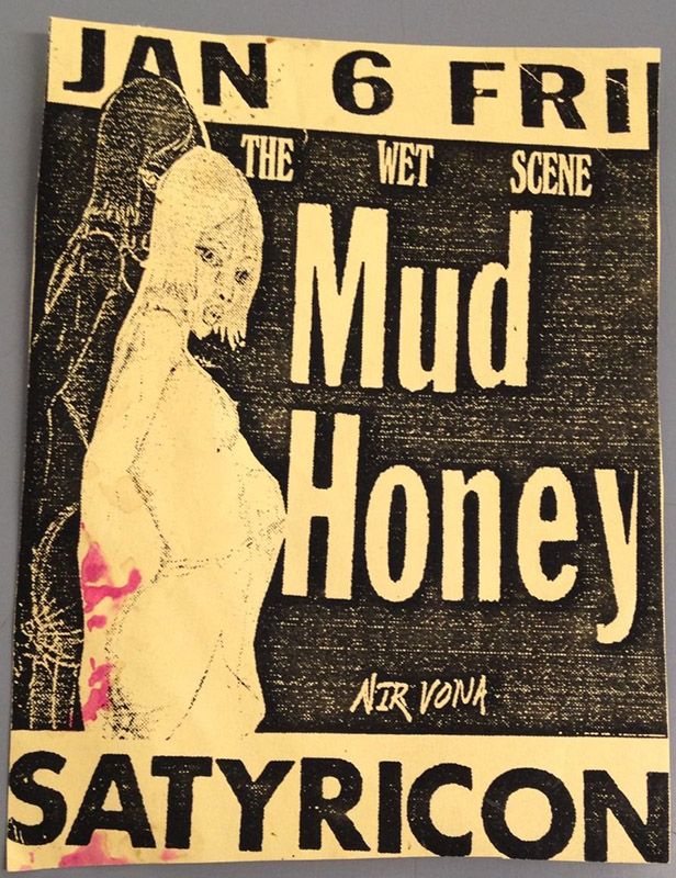 Mudhoney, Nirvana at Satyricon — January 6, 1989 concert flyer
