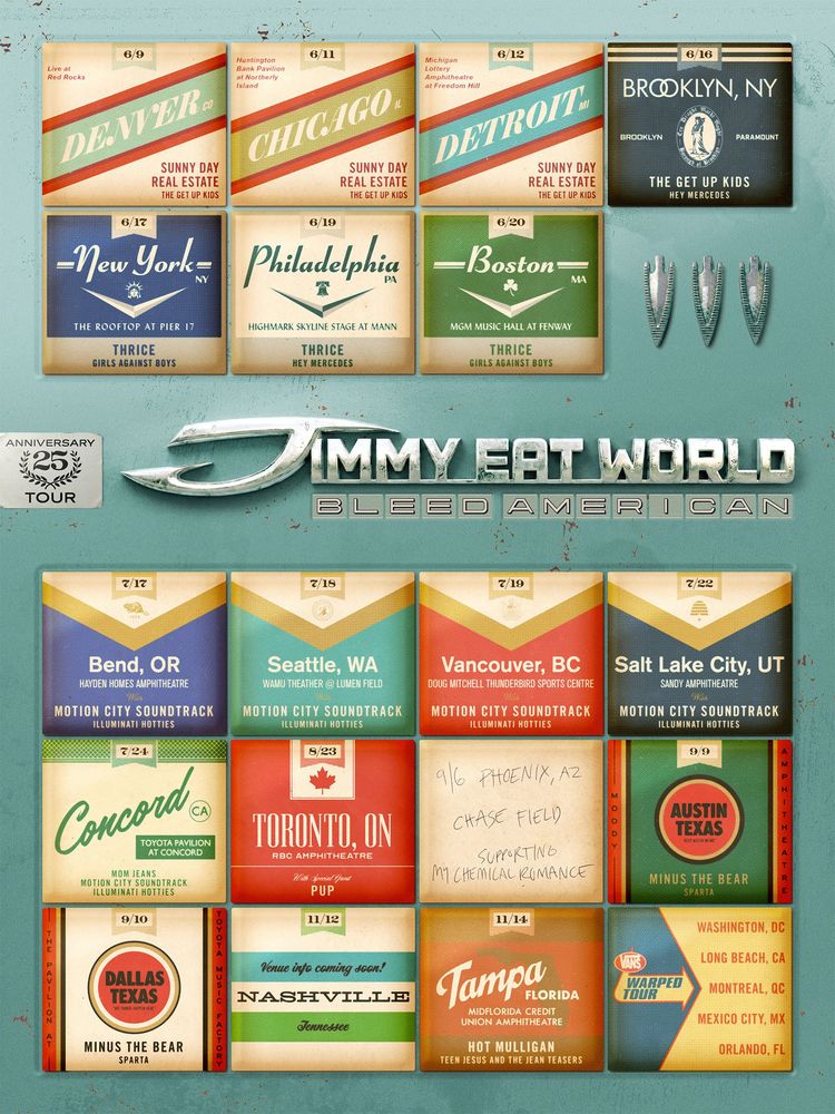 Jimmy Eat World, Motion City Soundtrack, Illuminati Hotties at Doug Mitchell Thunderbird Sports Centre in Vancouver, Canada — July 19, 2026 concert flyer