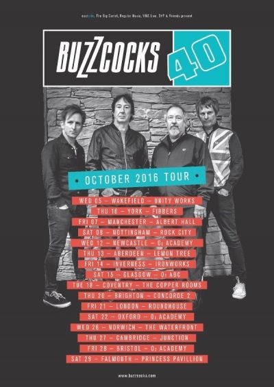 The Buzzcocks, Headsticks, The Outlines (Warsop Nottinghamshire punk trio; Kyle, Martyn and Dean) at Rock City — October 8, 2016 concert flyer