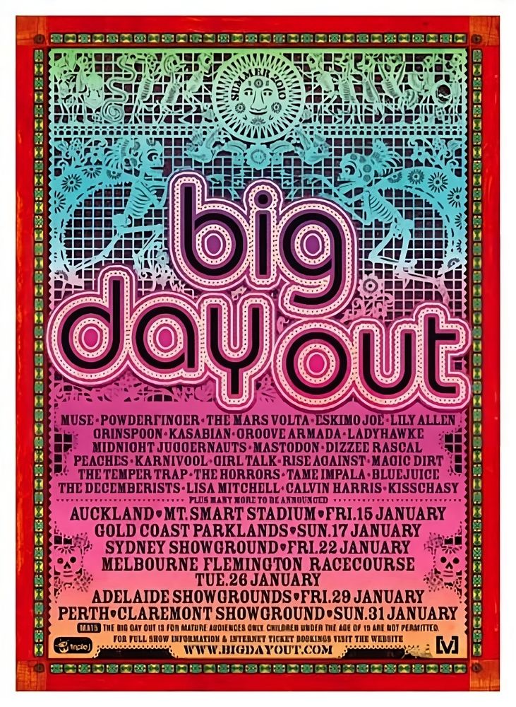 Mastodon, Rise Against, The Mars Volta at Adelaide Showgrounds in Wayville, Australia — January 29, 2010 concert flyer