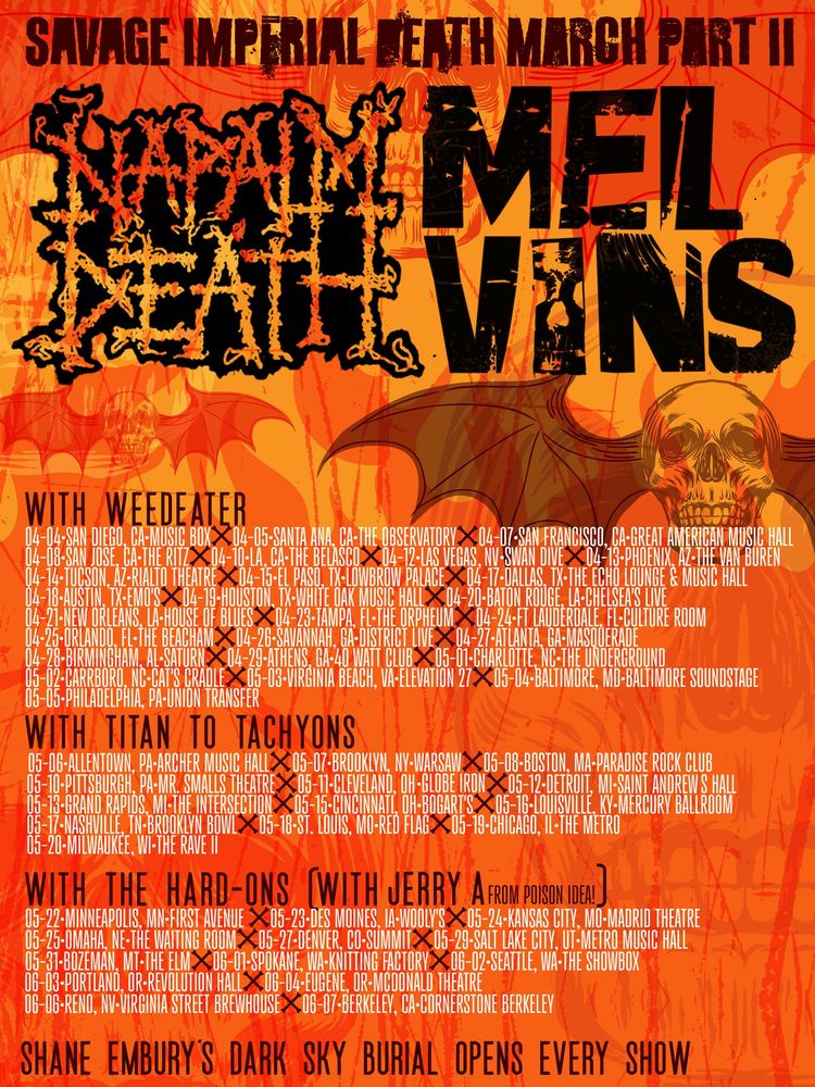 The Melvins, Napalm Death, Hard-Ons, and others at Cornerstone in Berkeley, CA — June 7, 2025 concert flyer