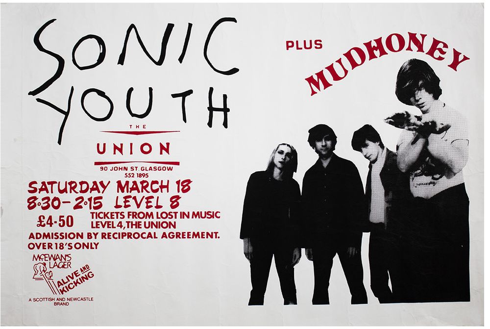 Sonic Youth, Mudhoney at University of Strathclyde Student Union — March 18, 1989 concert flyer