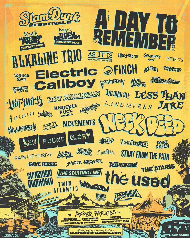 Less Than Jake, THE ATARIS, New Found Glory at Hatfield Park in Hatfield, England — May 24, 2025 concert flyer