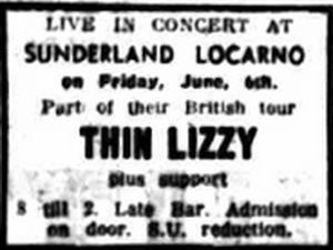 Thin Lizzy at Locarno Ballroom — June 6, 1975 concert flyer