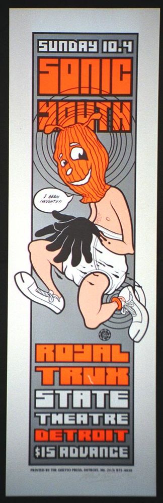 Sonic Youth, Royal Trux at Fillmore Detroit in Detroit, MI — October 4, 1992 concert flyer Sonic Youth, Royal Trux at Fillmore Detroit in Detroit, MI — October 4, 1992 concert flyer