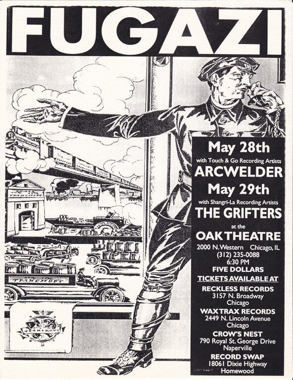 Fugazi, Arcwelder at Oak Theatre — May 28, 1993 concert flyer