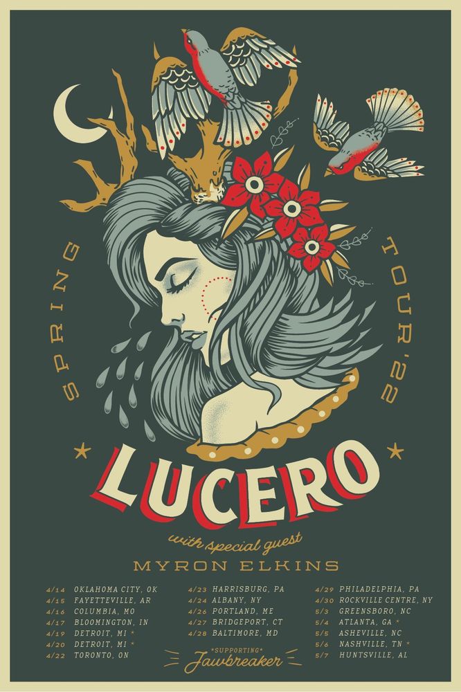Lucero, Myron Elkins at Park City Music Hall in Bridgeport, CT — April 27, 2022 concert flyer