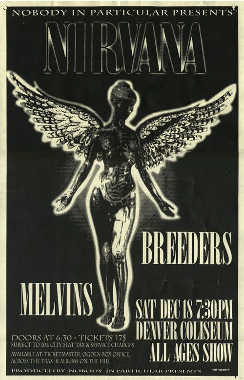 Nirvana, The Melvins, The Breeders at Denver Coliseum in Denver, CO — December 18, 1993 concert flyer