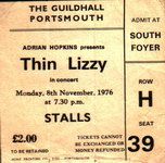 Thin Lizzy, Clover at Guildhall in Portsmouth, England — November 8, 1976 concert flyer