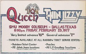 Thin Lizzy at Moody Coliseum — February 25, 1977 concert flyer
