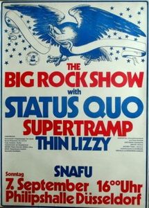 Thin Lizzy, Status Quo, Sna-Fu Grand Désordre Orchestre, and others at Philipshalle — September 7, 1975 concert flyer