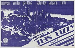 Thin Lizzy at Malvern Winter Gardens — January 18, 1975 concert flyer
