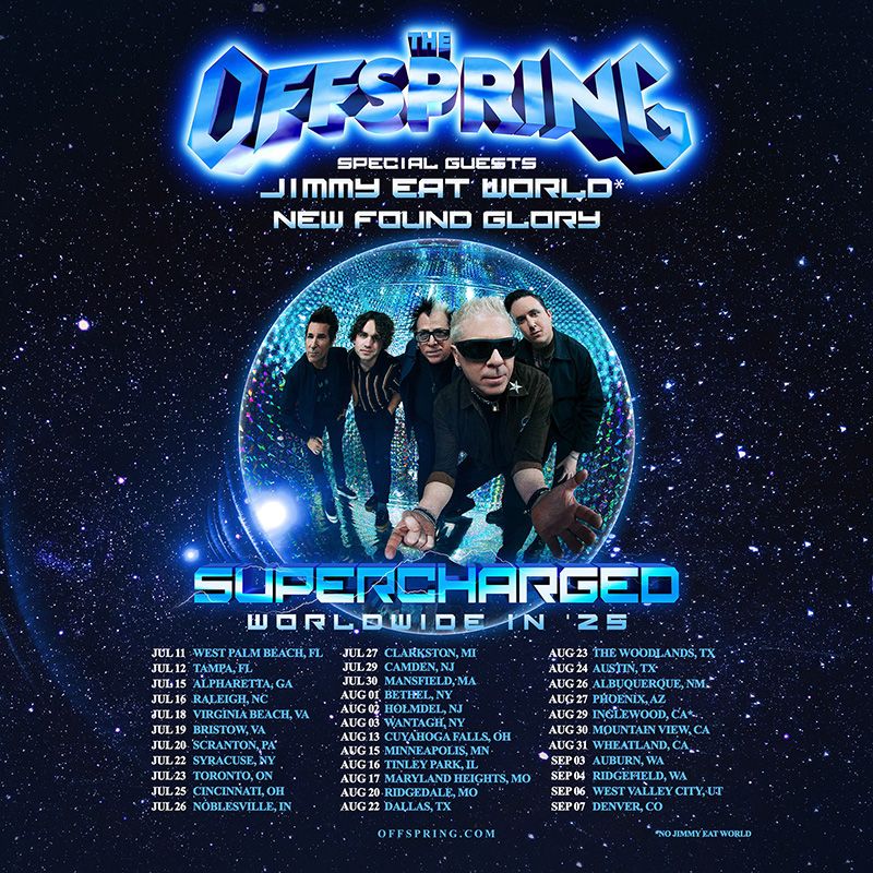 Jimmy Eat World, The Offspring, New Found Glory at Hollywood Casino Amphitheatre in Maryland Heights, MO — August 17, 2025 concert flyer