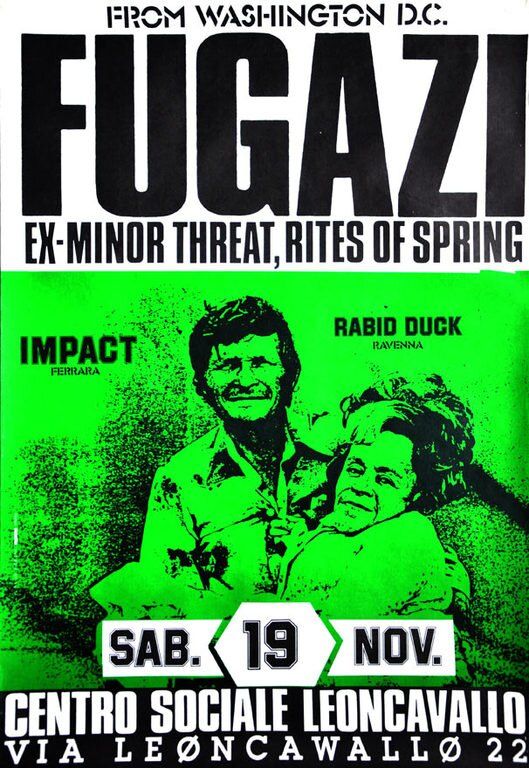 Fugazi at Leoncavallo in Milan, Italy — November 19, 1988 concert flyer