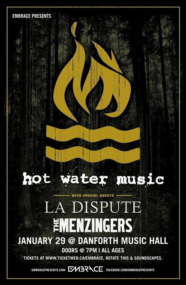 Hot Water Music, La Dispute, The Menzingers at Danforth Music Hall — January 29, 2013 concert flyer
