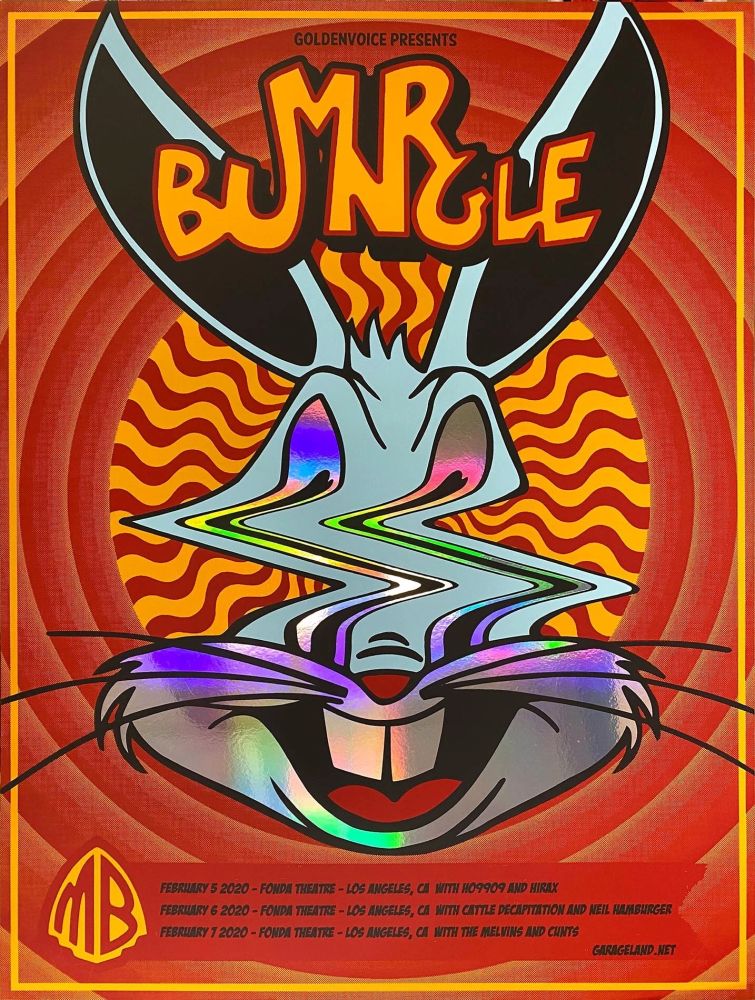 The Melvins, Mr. Bungle, Dave Lombardo, and others at Henry Fonda Theatre in Los Angeles (LA), CA — February 7, 2020 concert flyer