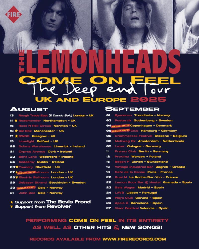 The Lemonheads, The Bevis Frond at SWG3 in Glasgow, Scotland — August 17, 2025 concert flyer