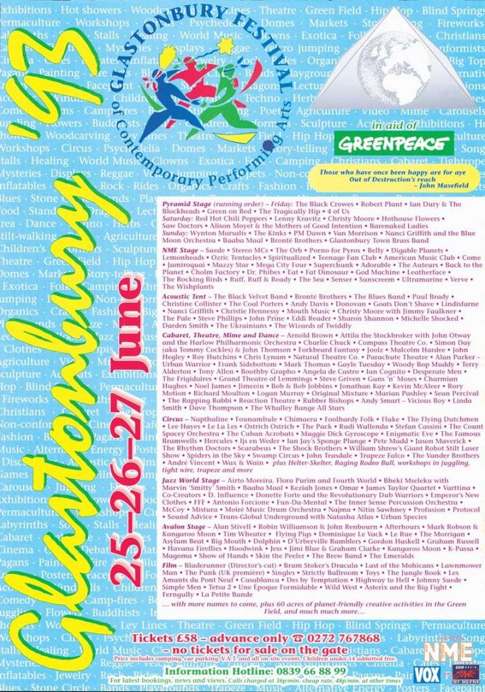 Leatherface at Worthy Farm — June 25, 1993 concert flyer
