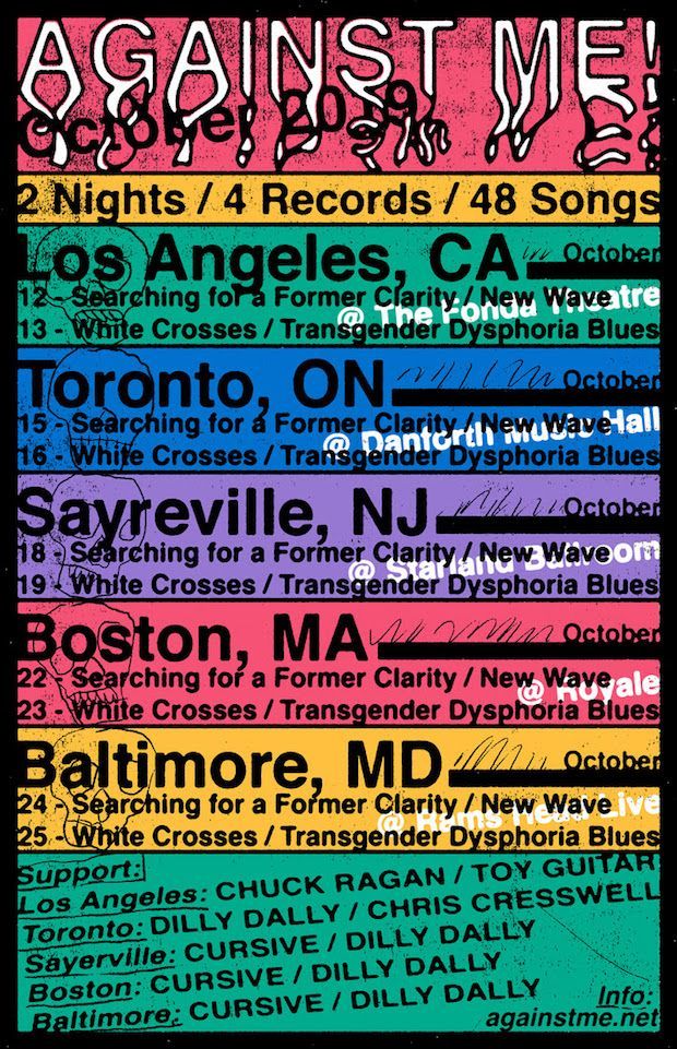 Against Me!, Cursive, Dilly Dally at Starland Ballroom in Sayreville, NJ — October 18, 2019 concert flyer