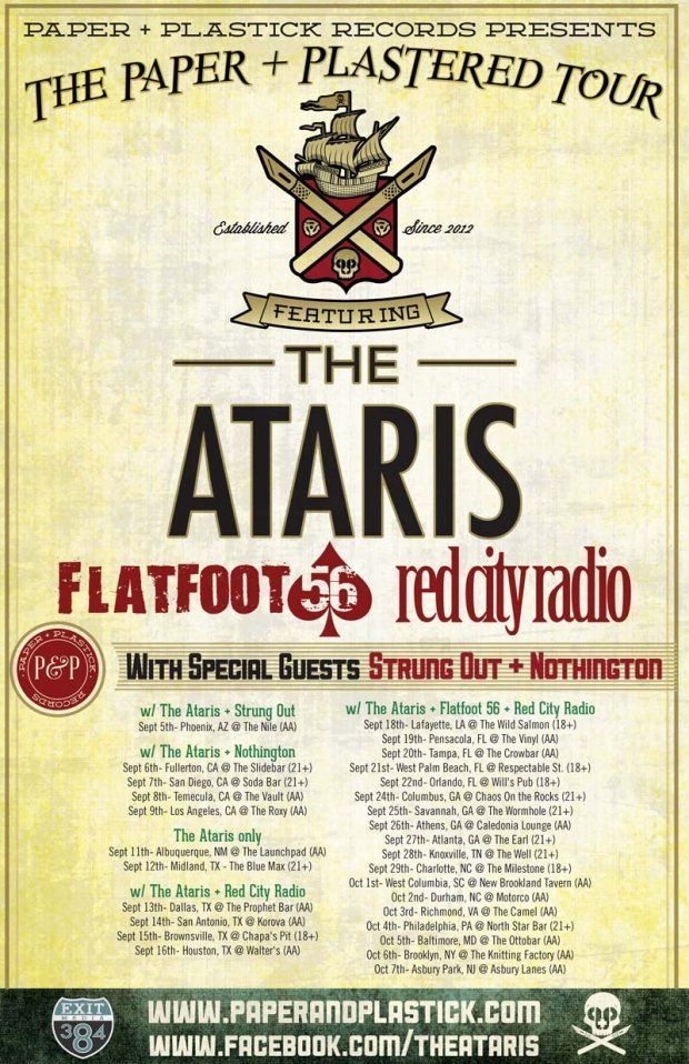 THE ATARIS, Flatfoot 56, Red City Radio at Motorco Music Hall — October 2, 2012 concert flyer