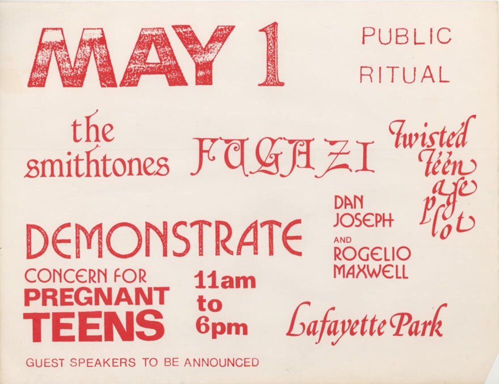 Fugazi at Lafayette Park in Washington, DC — May 1, 1988 concert flyer