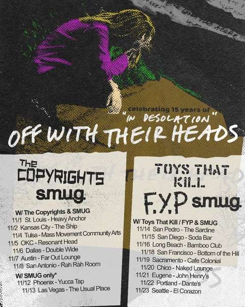 Off With Their Heads, Toys That Kill, F.Y.P., and others at Bottom of the Hill in San Francisco, CA — November 18, 2025 concert flyer