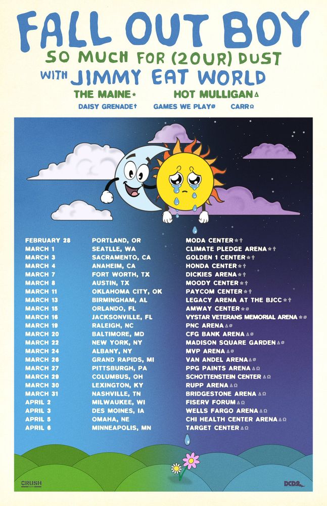 Jimmy Eat World, Fall Out Boy, The Maine, and others at Kia Center in Orlando, FL — March 15, 2024 concert flyer Jimmy Eat World, Fall Out Boy, The Maine, and others at Kia Center in Orlando, FL — March 15, 2024 concert flyer