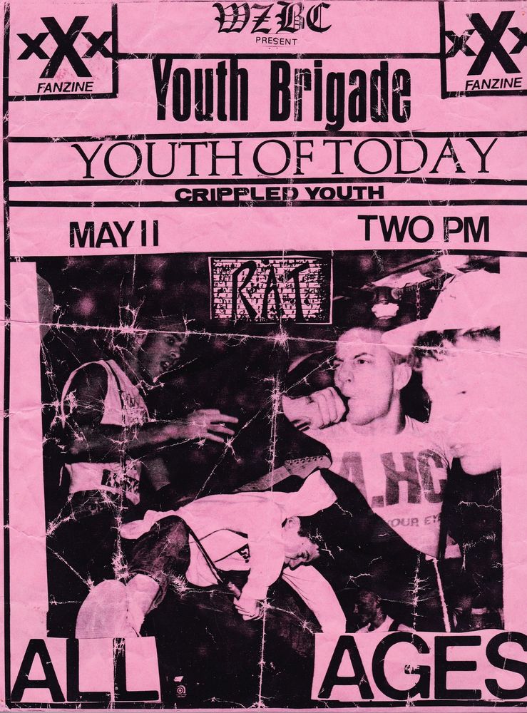 Youth Brigade, Crippled Youth, Youth Of Today at Rat in Boston, MA — May 11, 1986 concert flyer