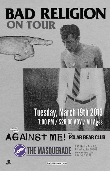 Bad Religion, Against Me!, Polar Bear Club at Masquerade — March 19, 2013 concert flyer