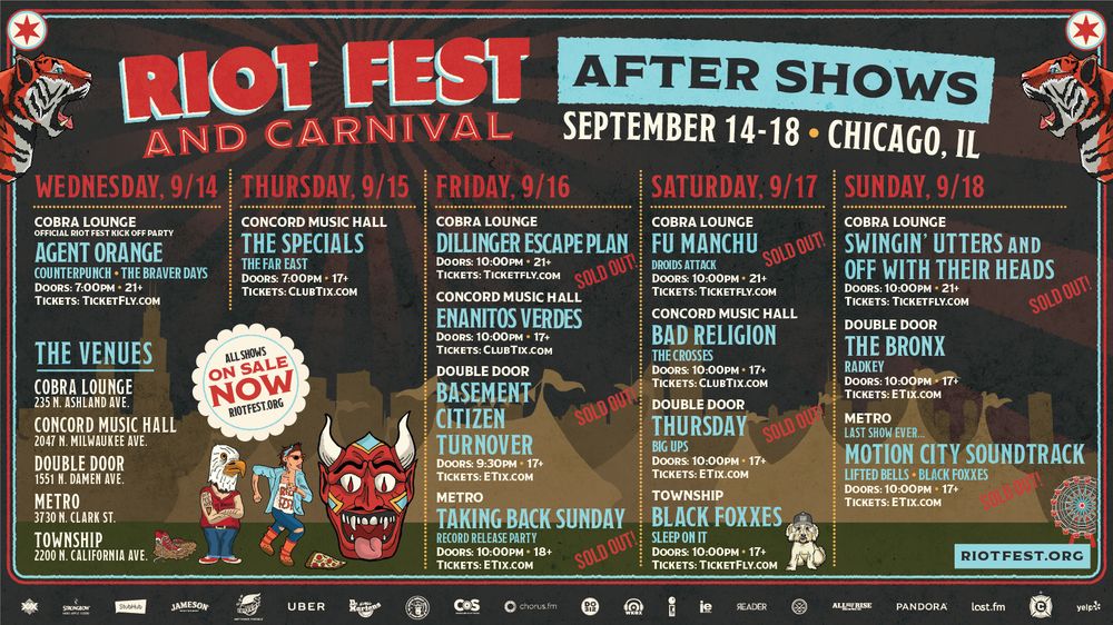Off With Their Heads, Swingin' Utters at Cobra Lounge — September 18, 2016 concert flyer