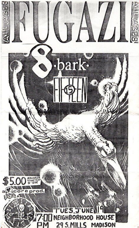 Fugazi at Neighbourhood House in Madison, WI — June 19, 1990 concert flyer