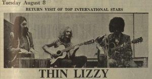 Thin Lizzy at Hangar in Galway, Ireland — August 8, 1972 concert flyer Thin Lizzy at Hangar in Galway, Ireland — August 8, 1972 concert flyer