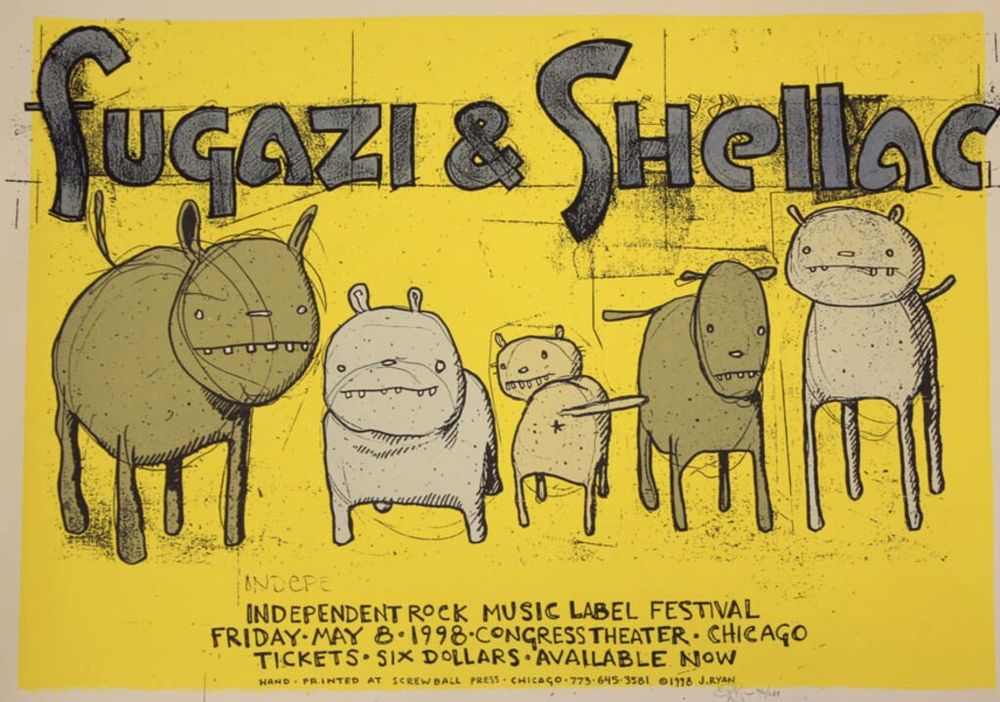 Fugazi, Shellac, Blonde Redhead at Congress Theater in Chicago, IL — May 8, 1998 concert flyer