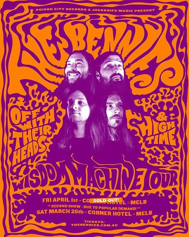 Off With Their Heads, The Bennies, Hightime at Corner Hotel in Melbourne, Australia — March 26, 2016 concert flyer