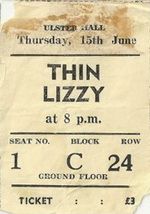 Thin Lizzy at Ulster Hall in Belfast, Northern Ireland — June 15, 1978 concert flyer